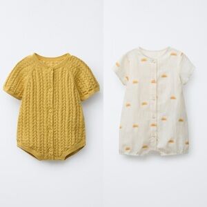 Zara Baby Knit Texture Jumpsuit & Sun ☀️ Romper